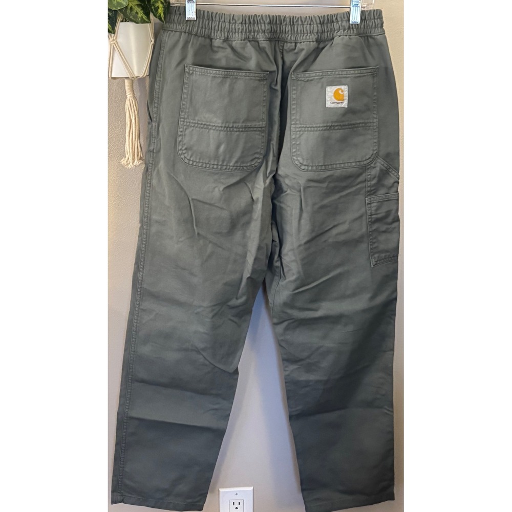 Carhartt WIP Flint Pant Men's Grey Elastic Waist Carpenter Workwear Trousers L - Picture 6 of 8